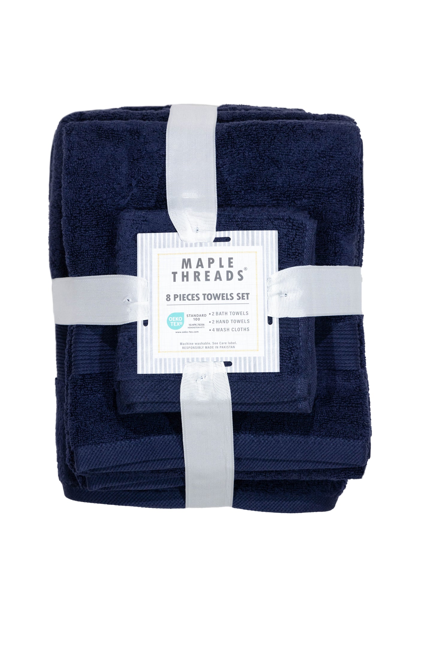 Blue 8 PCS Towels Set - Zero Twist
