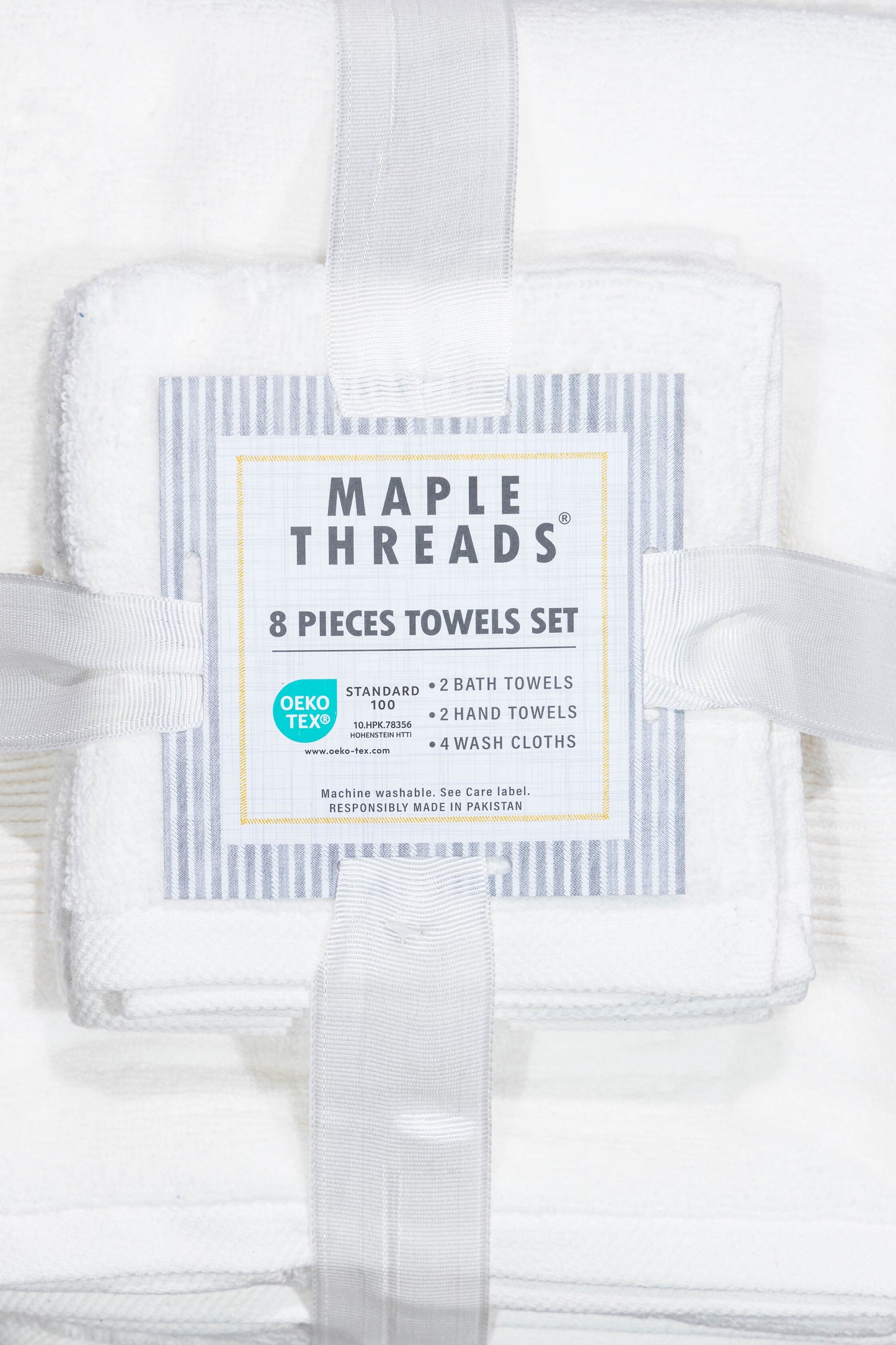 Bright White 8 PCS Towels Set - Zero Twist