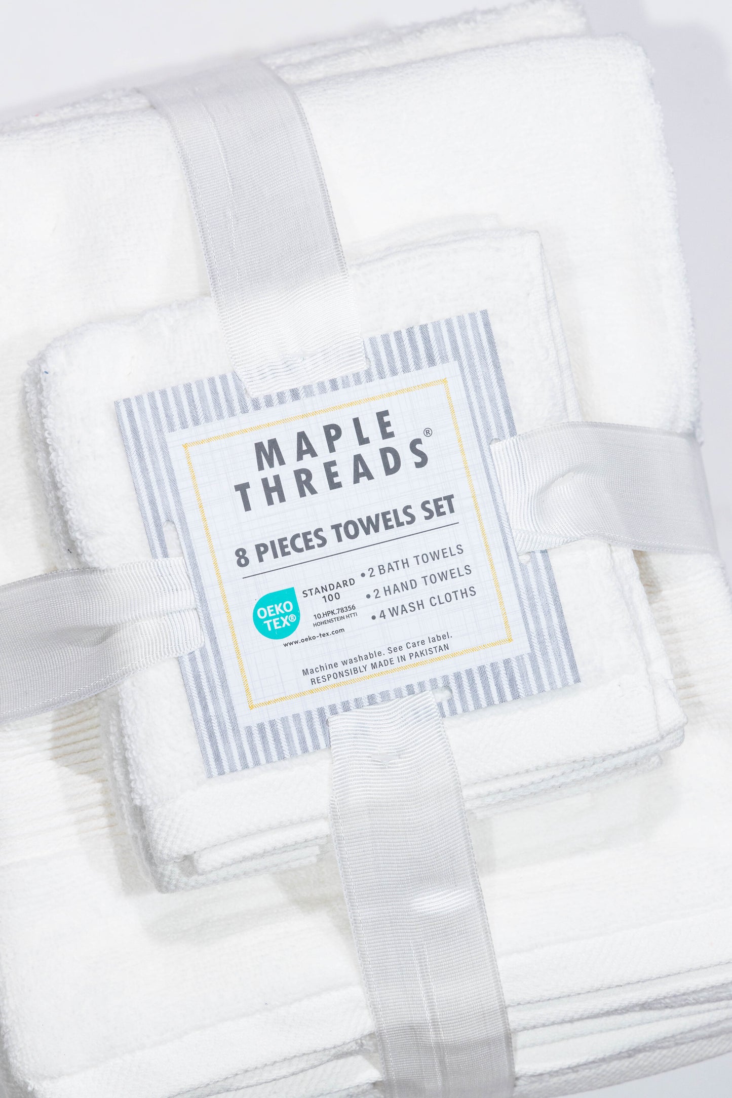 Bright White 8 PCS Towels Set - Zero Twist