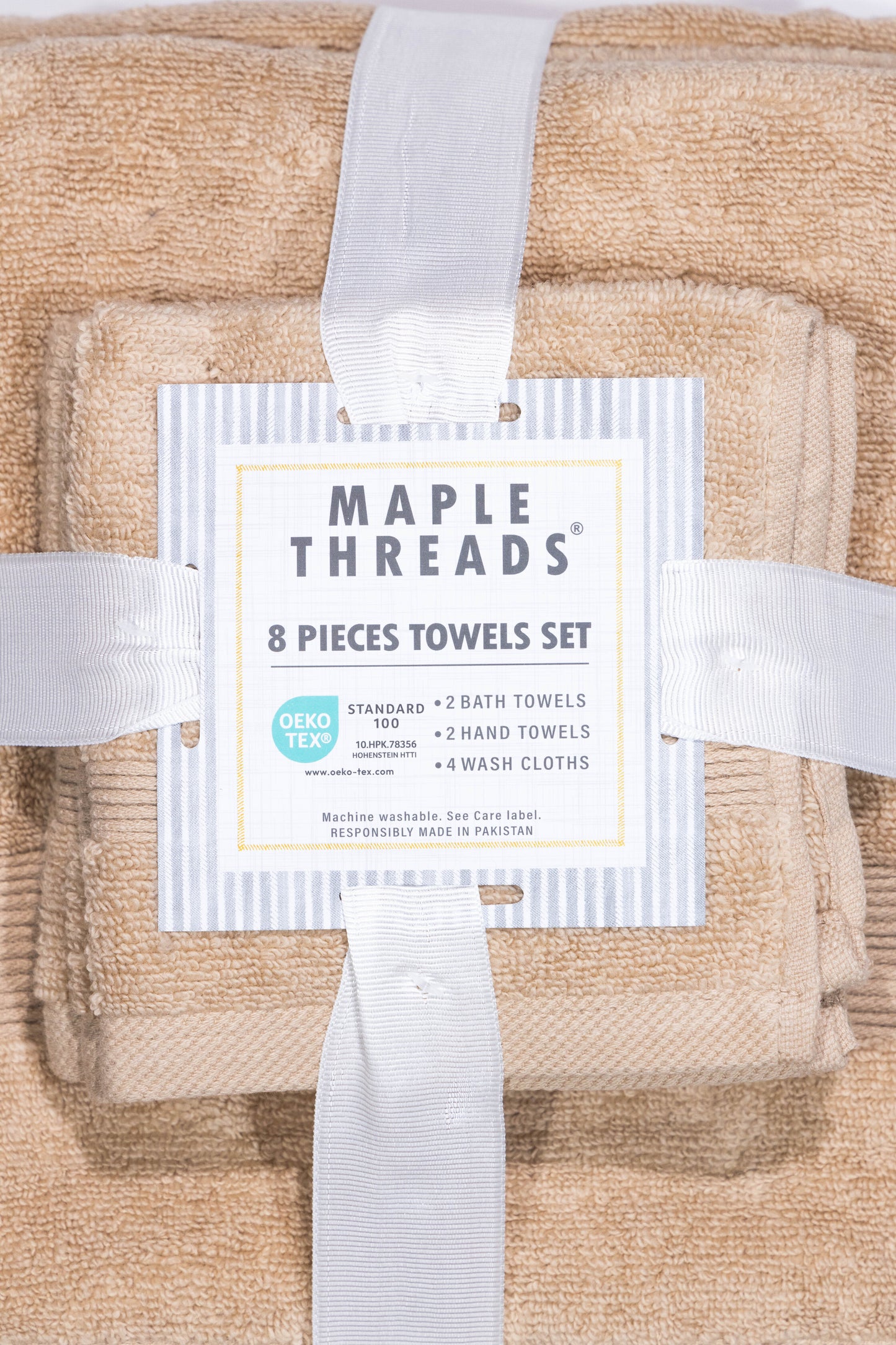 Beige 8 PCS Towels Set - Zero Twist