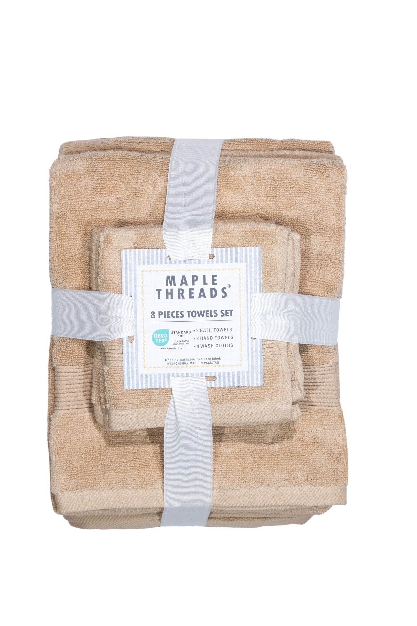 Beige 8 PCS Towels Set - Zero Twist