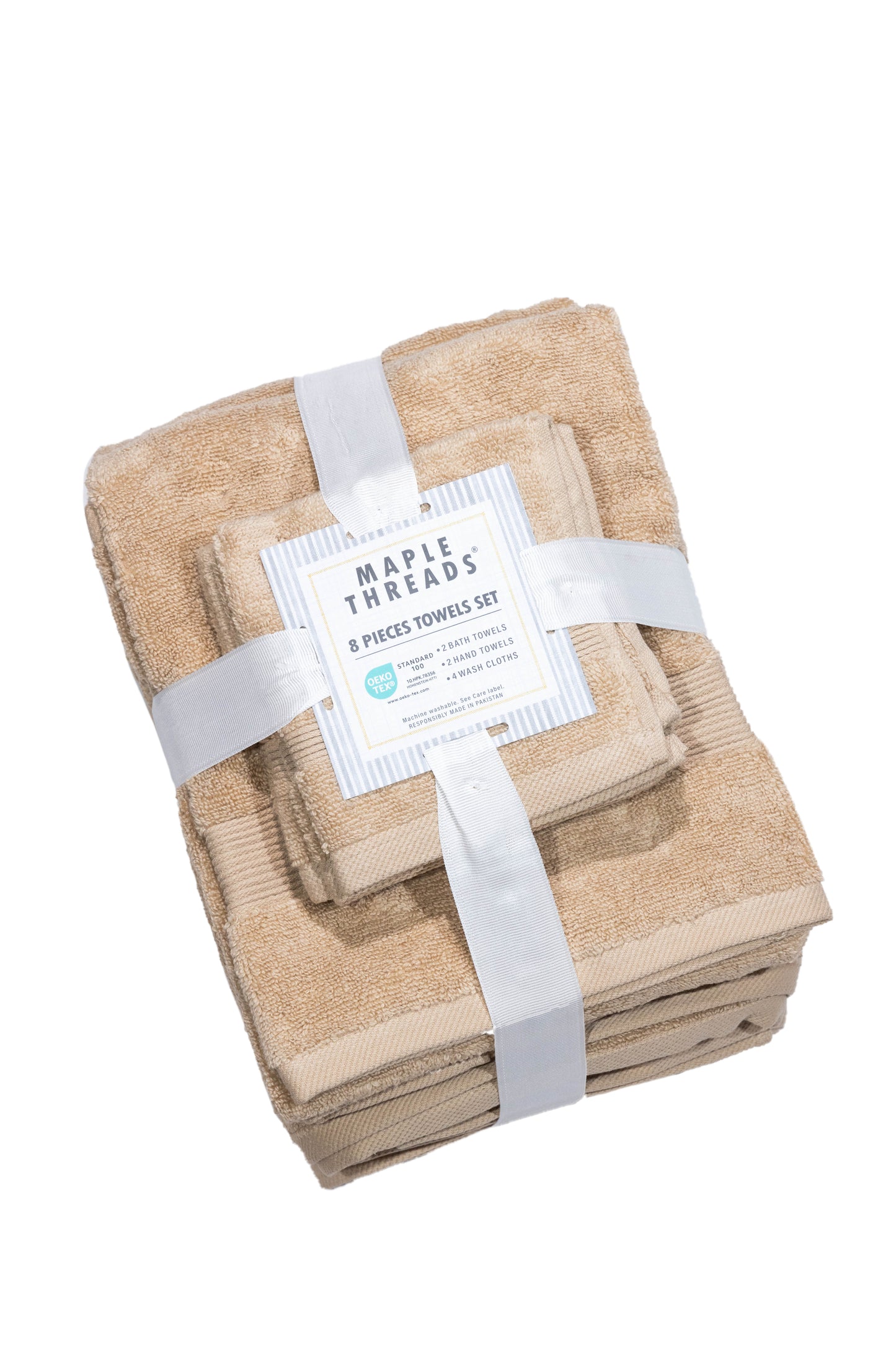 Beige 8 PCS Towels Set - Zero Twist