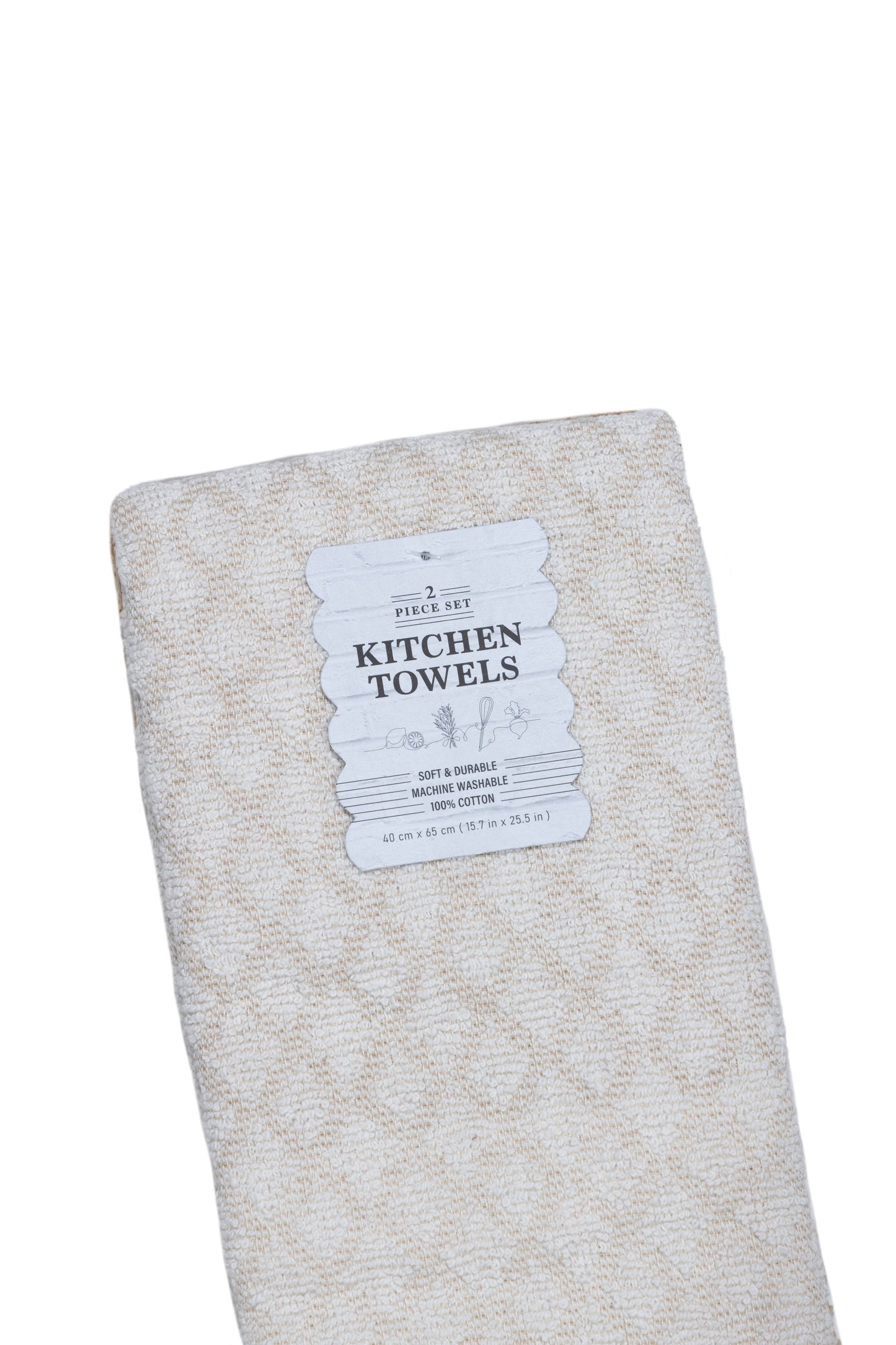Beige & Cream - 2 PCS KITCHEN TOWELS SET - 40 X 65 CM