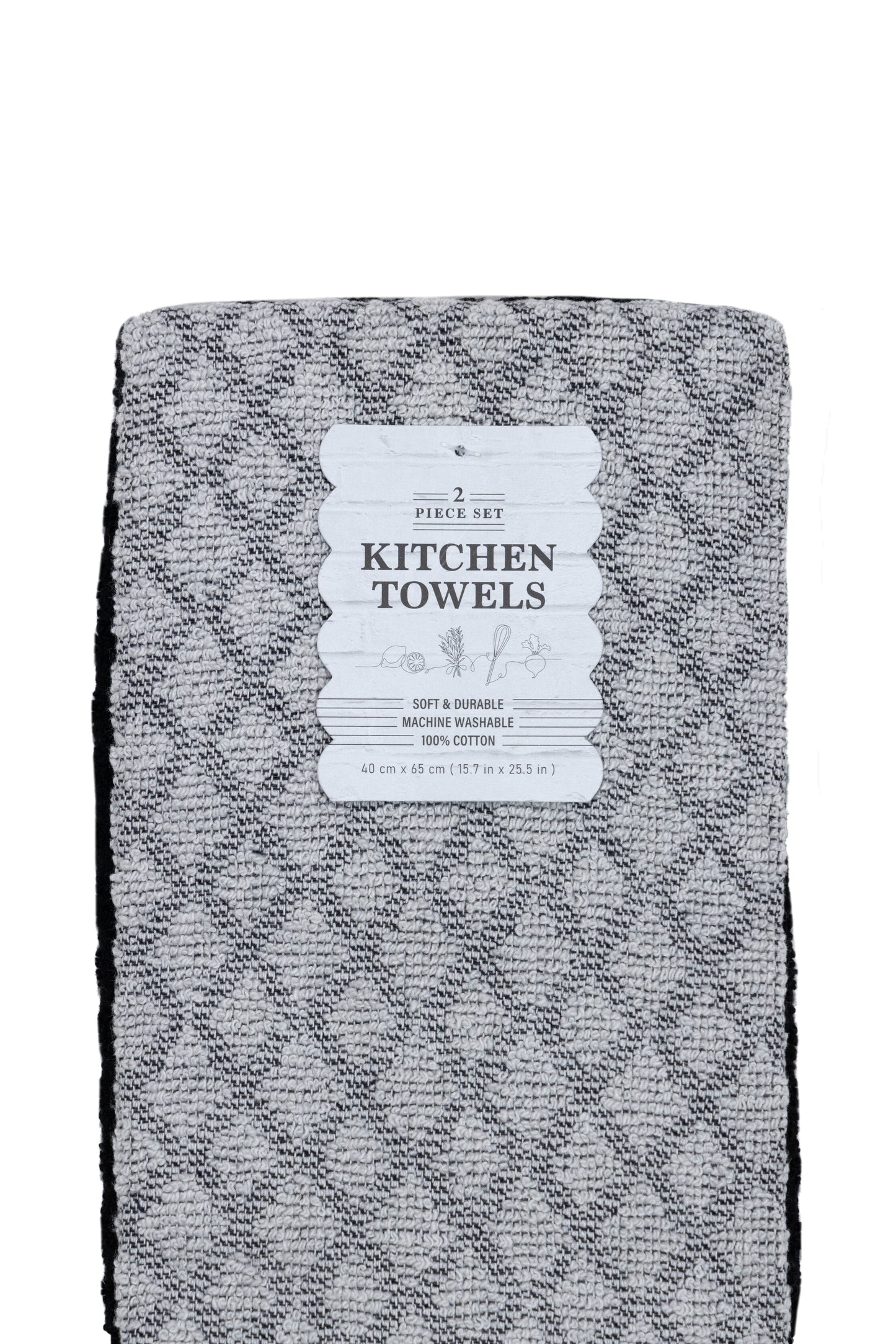 Black & Grey - 2 PCS KITCHEN TOWELS SET - 40 x 65 cm