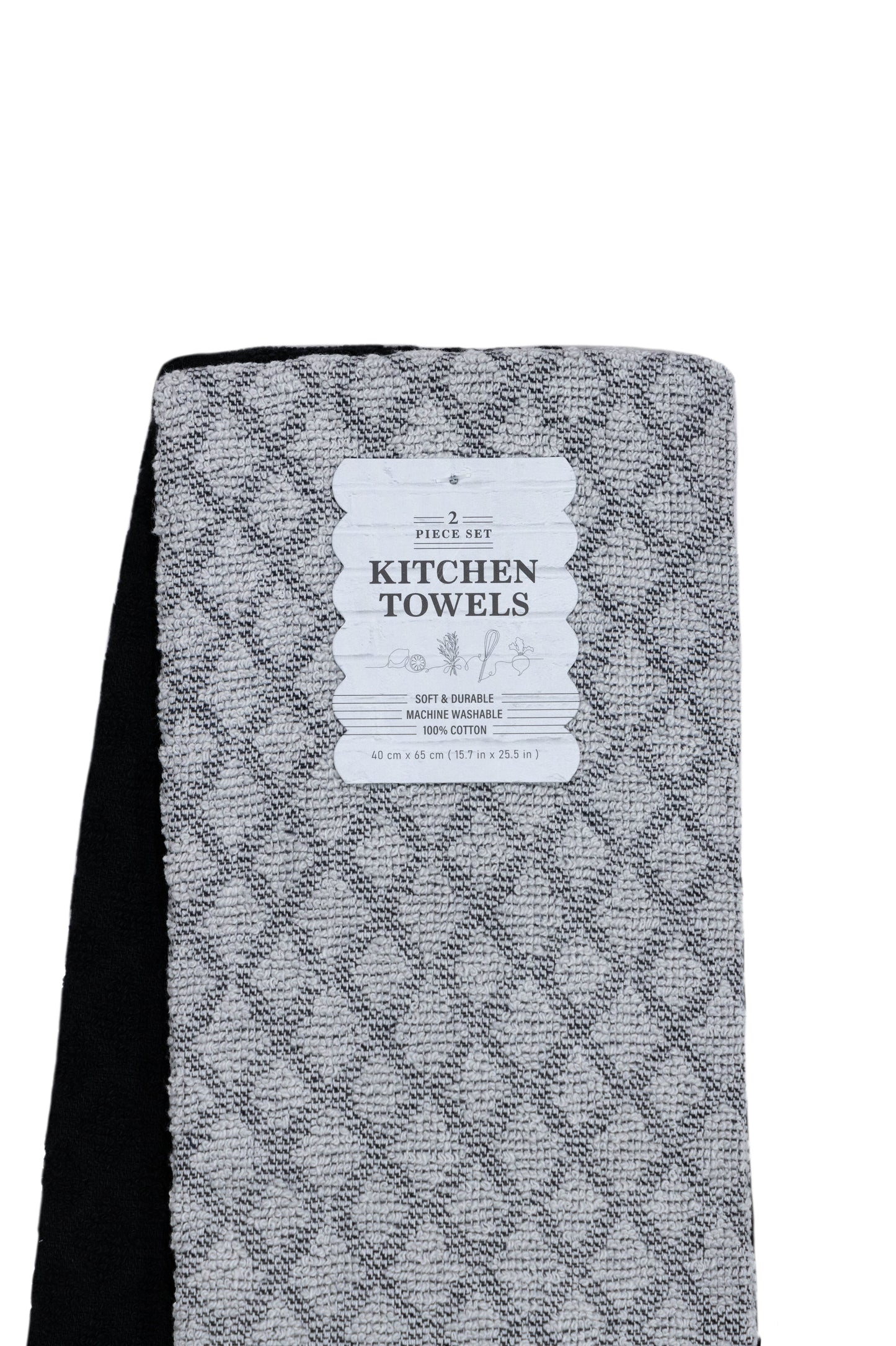 Black & Grey - 2 PCS KITCHEN TOWELS SET - 40 x 65 cm