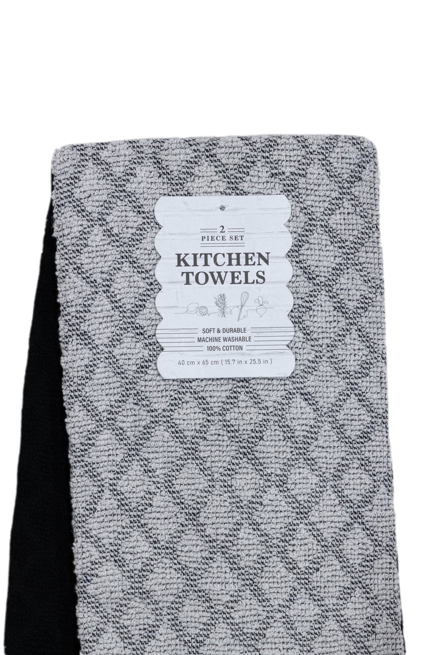 Black & Grey - 2 PCS KITCHEN TOWELS SET - 40 x 65 cm