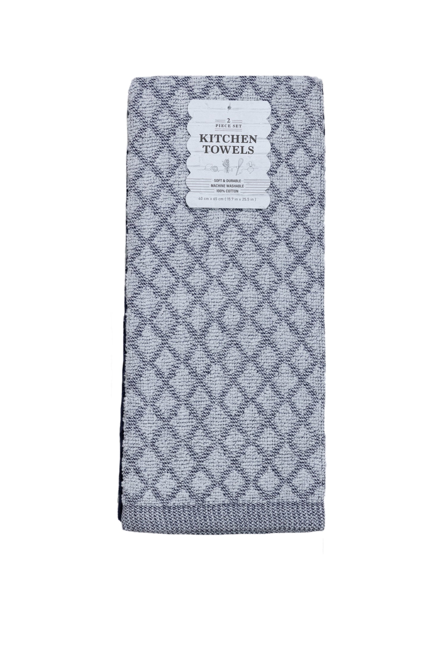 Blue & Grey - 2 PCS KITCHEN TOWELS SET - 40 X 65 CM