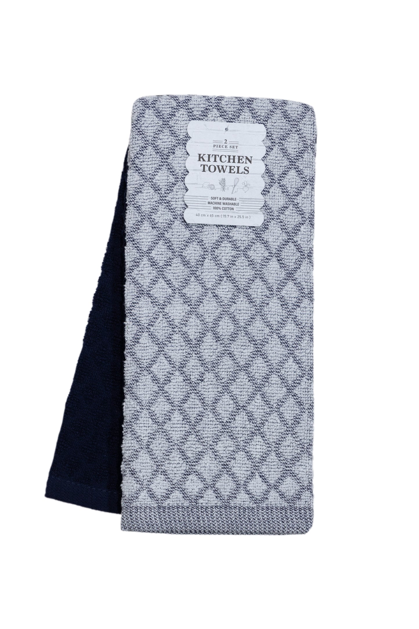 Blue & Grey - 2 PCS KITCHEN TOWELS SET - 40 X 65 CM