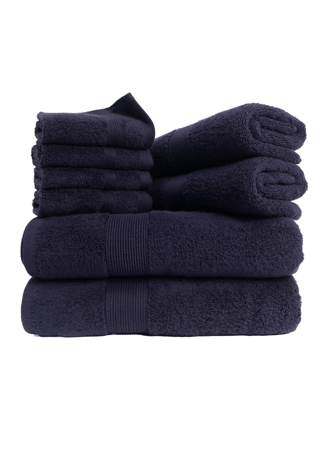 Blue 8 PCS Towels Set - Zero Twist