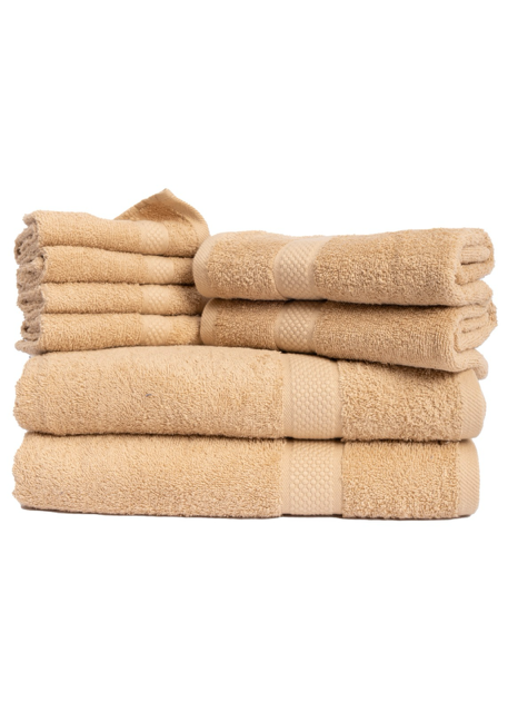 Beige 8 PCS Towels Set -450 GSM