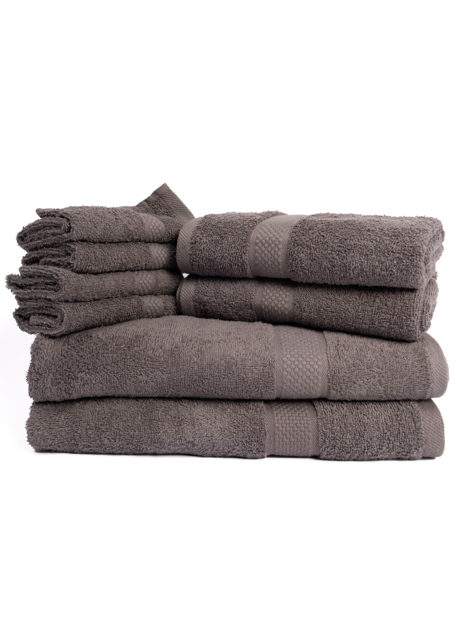 Grey 8 PCS Towels Set -450 GSM