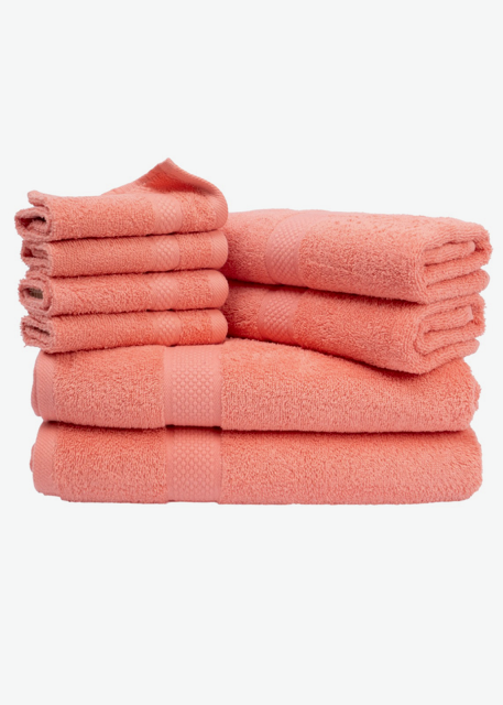 Shell Pink 8 PCS Towels Set -450 GSM