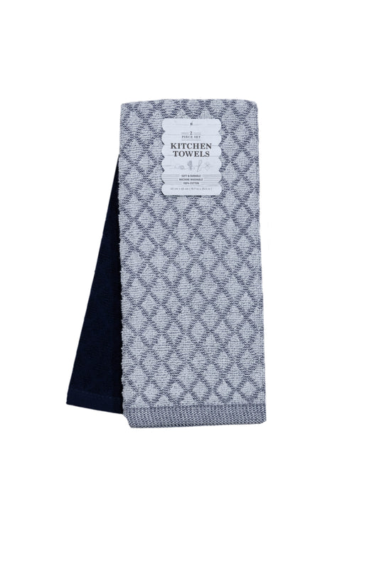 Blue & Grey - 2 PCS KITCHEN TOWELS SET - 40 X 65 CM